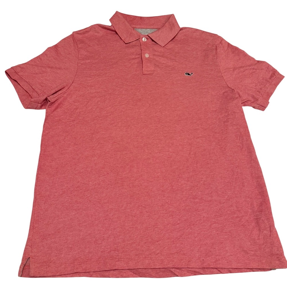 Vineyard Vines Edgartown Polo Shirt Mens Small Red Heather Short Sleeve Whale